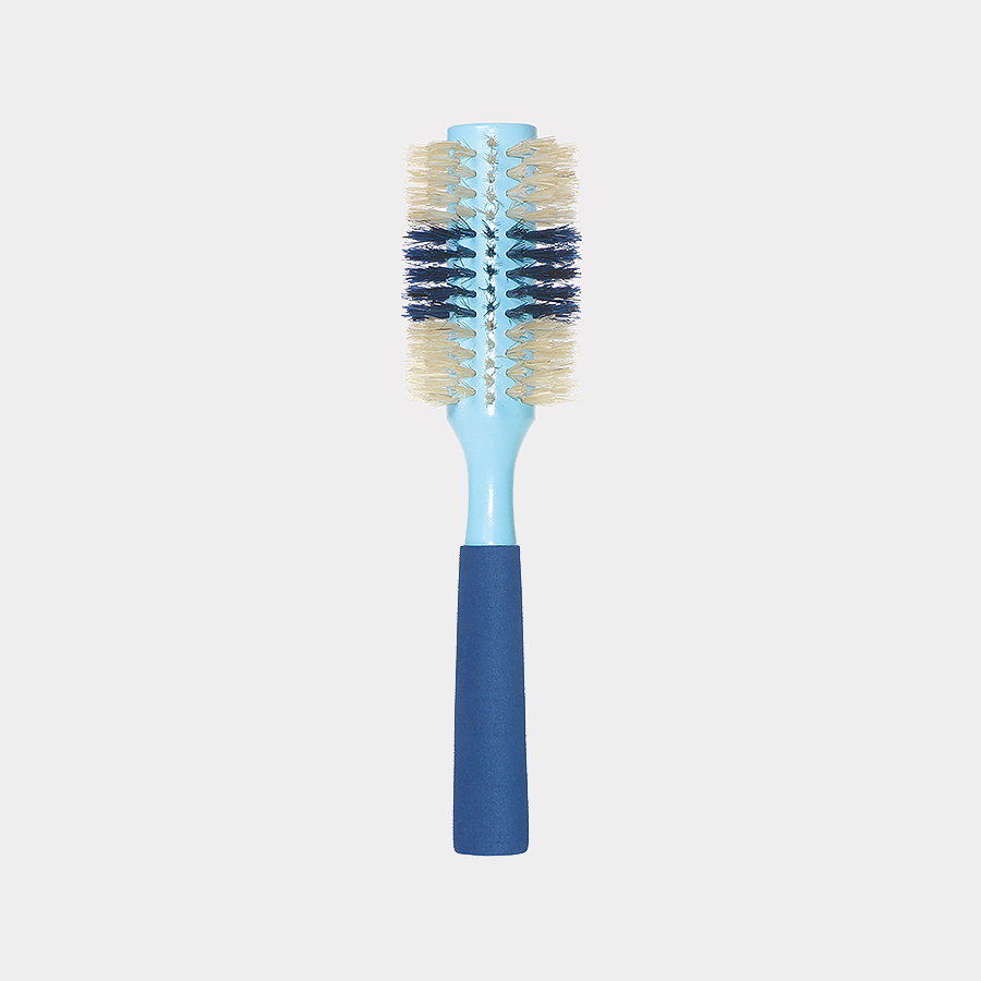2.5" Round Boar Hair Brush, Stripe - Blue