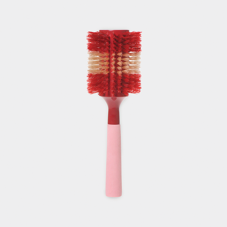 3.5" Round Boar Hair Brush, Stripe - Pink