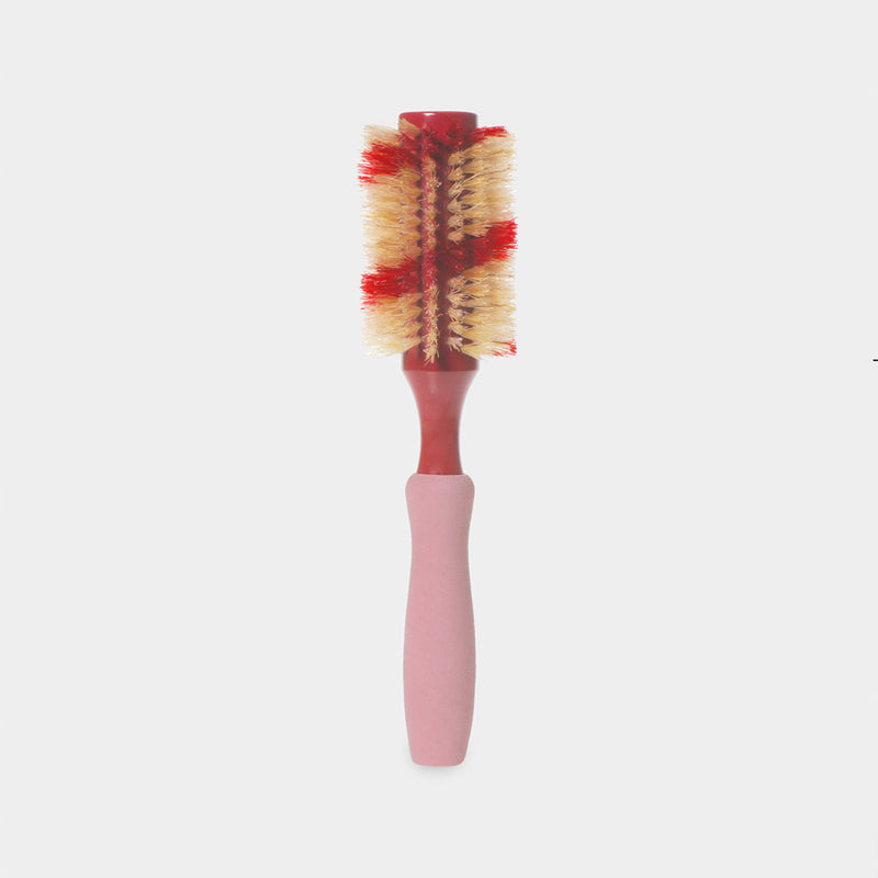 2.5" Round Boar Hair Brush, Ribbon - Pink