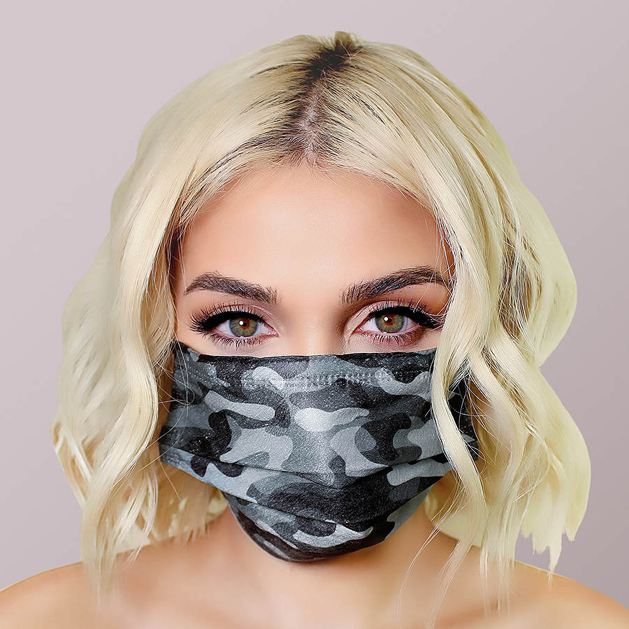 Black Camouflage 3-Ply Mask Display 10 ct.